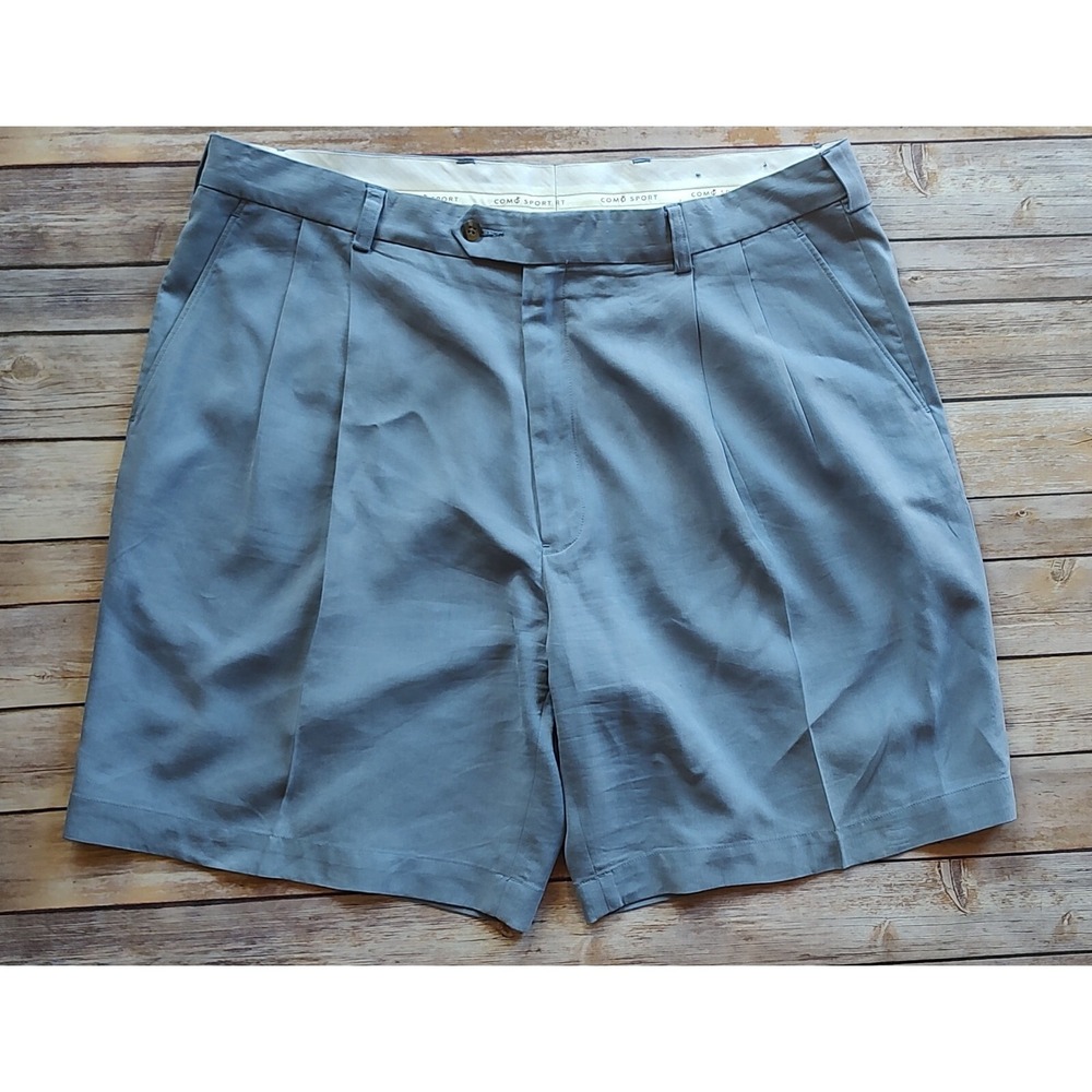 Mens Como Sport by Cobra Golf Pleated Powder Blue Silk Blend Shorts Size 40 A15